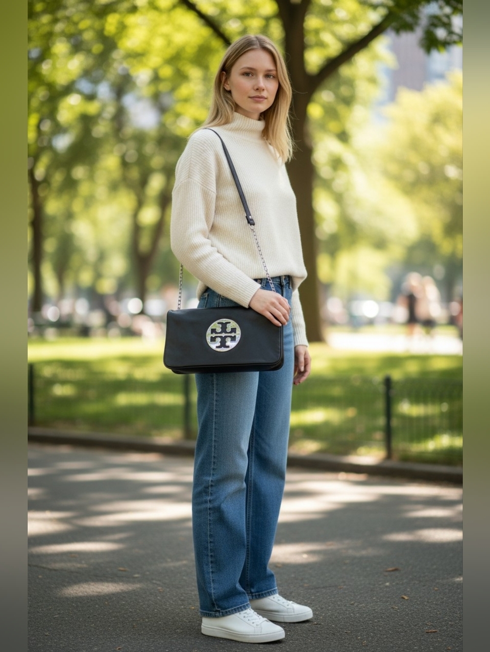 Tory Burch Reva Black Leather Crossbody Clutch - Picture 3 of 10